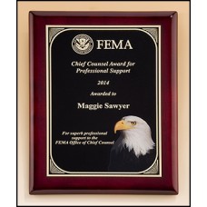 Rosewood Piano-Finish Plaque with Eagle Head 